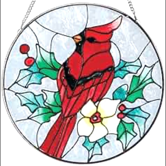 Frebento Cardinal Suncatcher Stained Glass Hanging Metal Chain - Picture 2 of 5